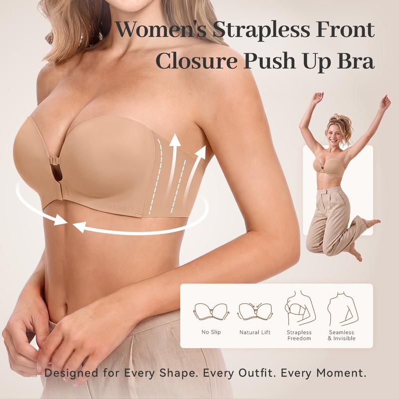 Eclat intimates ™ Strapless front closure bra push up lift bra